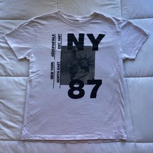 Aeropostale Short Sleeve NY-87 - White/Black+Grey